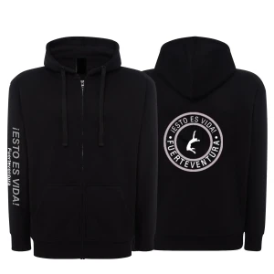 1 chaqueta cremallera negra con gris y blanco