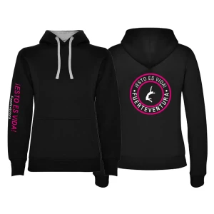 5 sudadera negra con fucsia circulo